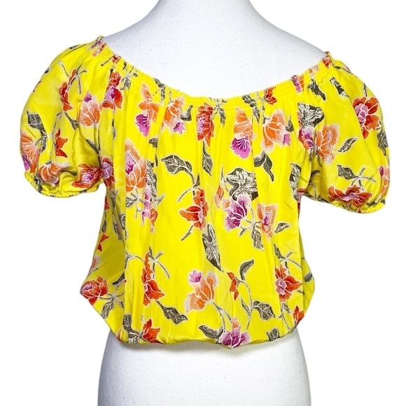 Joie Silk Off the Shoulder Yellow Floral Blouse - Picture 2 of 13